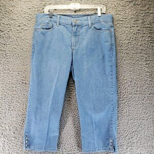 NYDJ Jeans Womens 12 Blue Ariel Crop Stretch Cotton Blend Denim